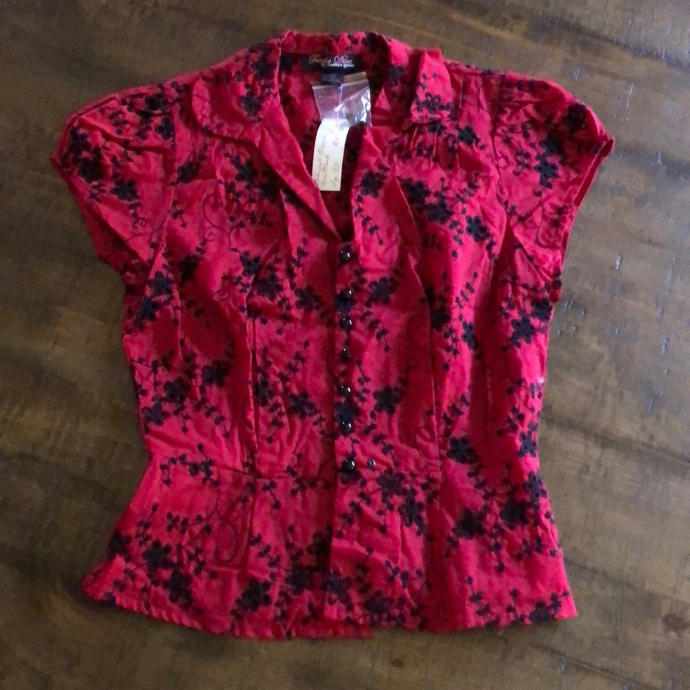 Trashy Diva Babydoll Blouse Red + Black Detail XS